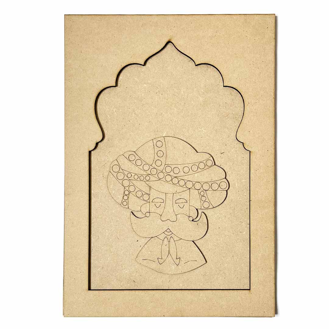 Jharokha With Padharo Sa and Ram Ram Sa Mdf Cutout Pack of 2 Design No.3