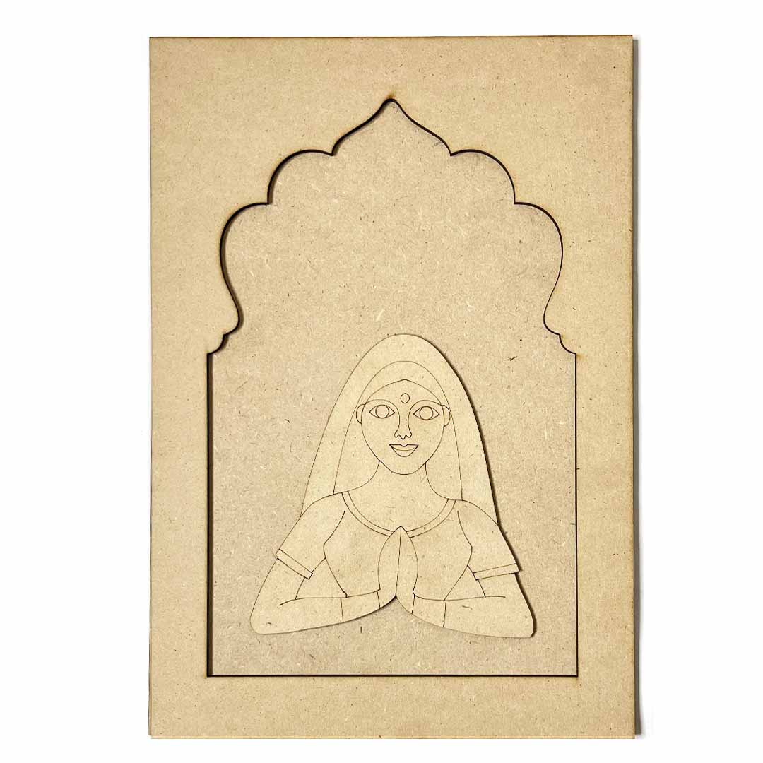 Jharokha With Padharo Sa and Ram Ram Sa Mdf Cutout Pack of 2 Design No.3