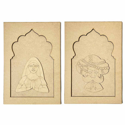 Jharokha With Padharo Sa and Ram Ram Sa Mdf Cutout Pack of 2 Design No.3