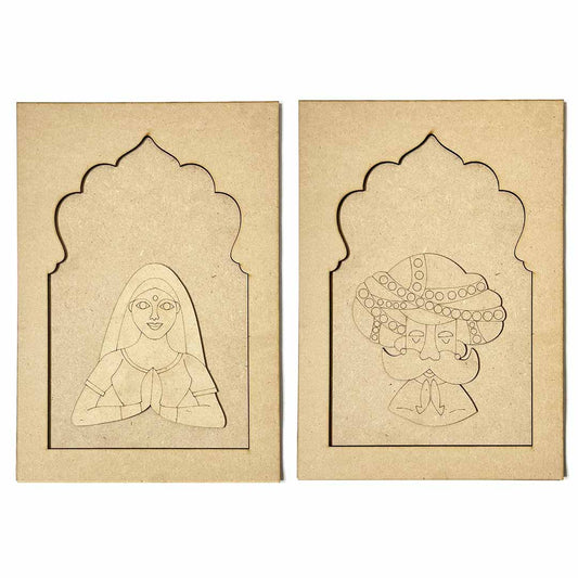 Jharokha With Padharo Sa and Ram Ram Sa Mdf Cutout Pack of 2 Design No.3