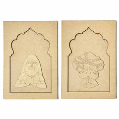Jharokha With Padharo Sa and Ram Ram Sa Mdf Cutout Pack of 2 Design No.3