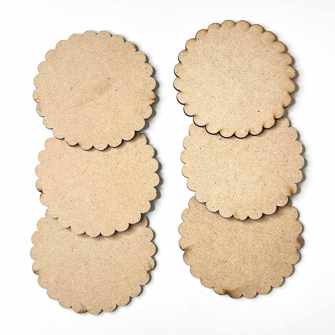 scalloped MDF Base Set of 6